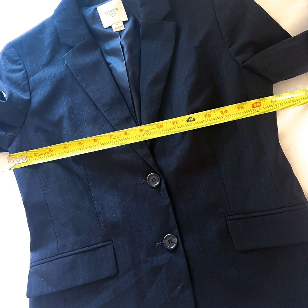 J. Crew Suiting Wool Navy Pinstripe Jacket Blazer Sz 6 - Picture 8 of 13